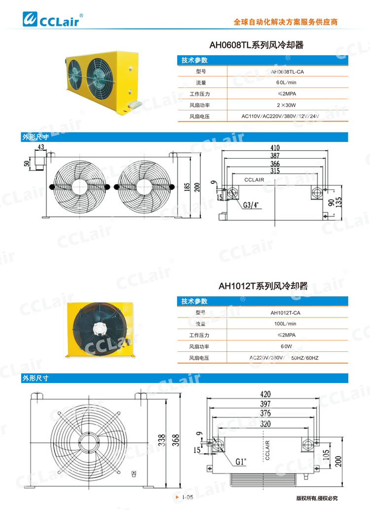 AH0608TL系列風冷卻器 AH1012T系列風冷卻器